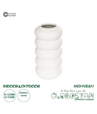 GloboStar® Artificial Garden NOUVEAU 21293 Διακοσμητικό Κεραμικό Βάζo Λευκό Π8 x Μ8 x Υ16cm
